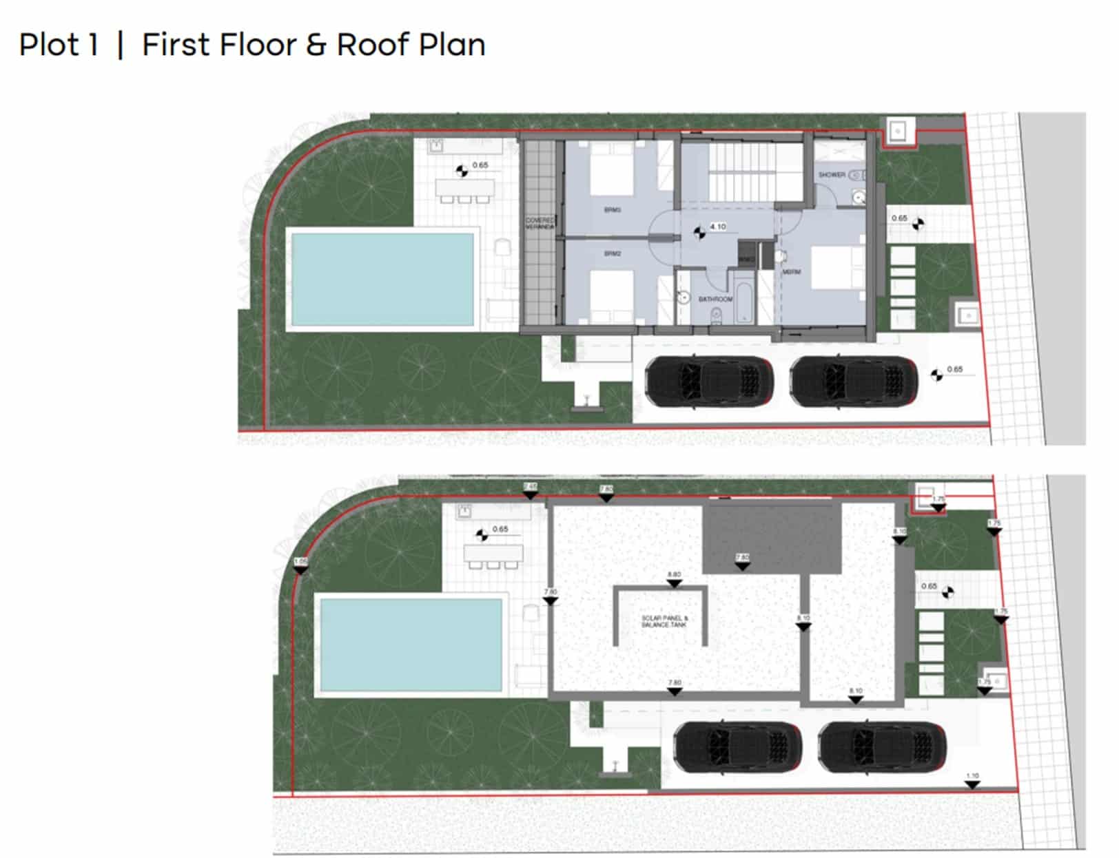 Plot 1 1st Floor & Roof Plan