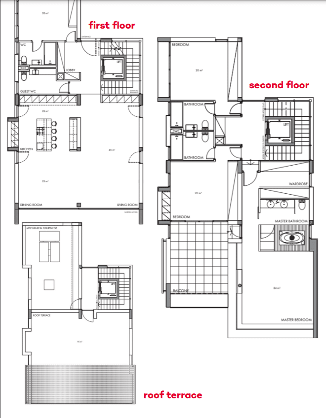 1 - 2 Floor & Roof Terrace