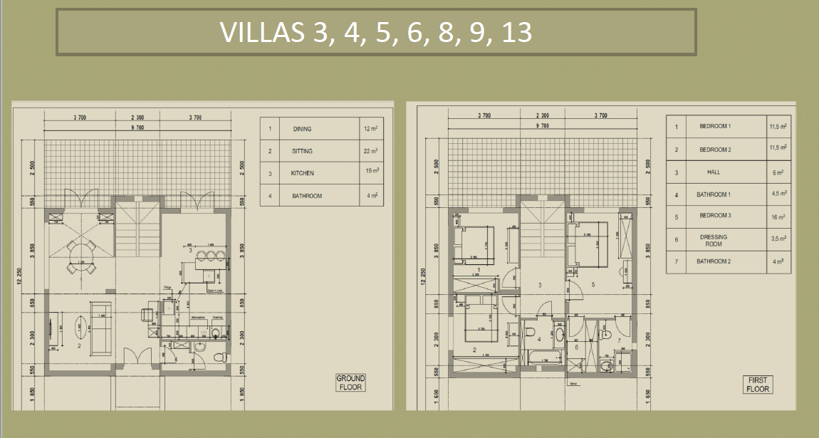 Villas 3, 4, 5, 6, 8, 9, 13