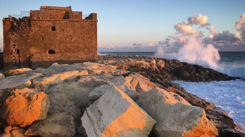 Paphos building overlooking the sea