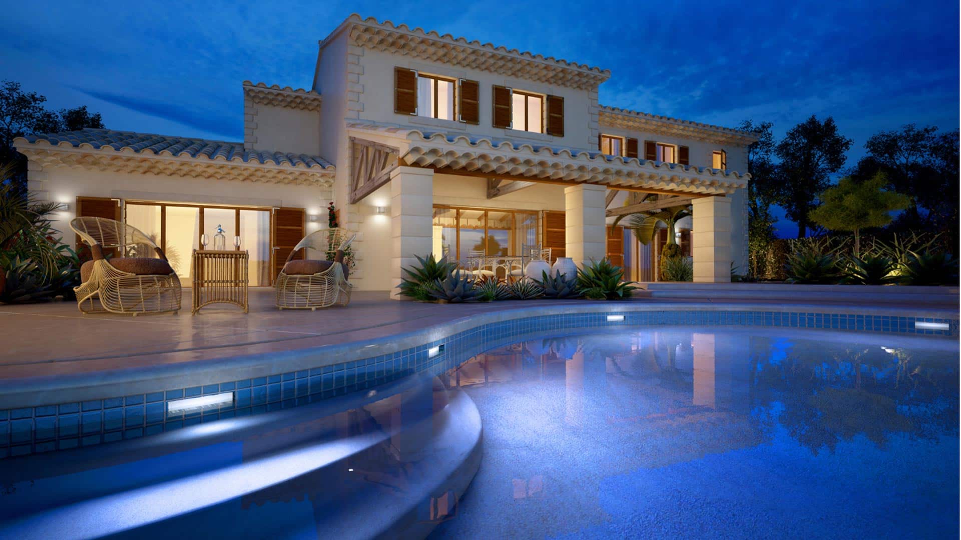 Cyprus villa at night
